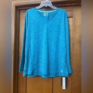RBX Heather Blue Long Sleeve Athletic Workout Shirt Size 1X NWT